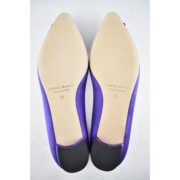 Manolo Blahnik Hangisi Violet Purple Satin Jewel Buckle Ballerina Ballet Flat 36 - Picture 12 of 12